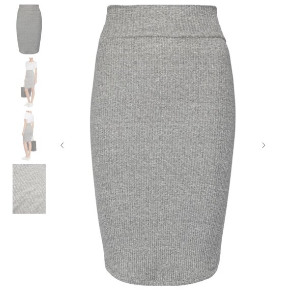 ENZA COSTA Ribbed Stretch-Jersey Skirt Gray sz 0 - Picture 3 of 3